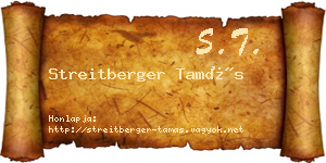 Streitberger Tamás névjegykártya